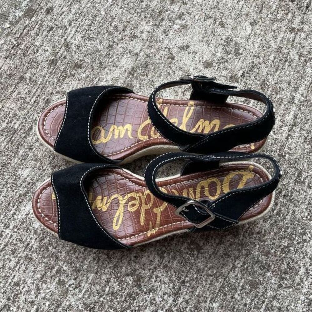 Sam Edelman Women's Dimitree Espadrille Wedge Sandal Suede Upper Black Size‎ 11